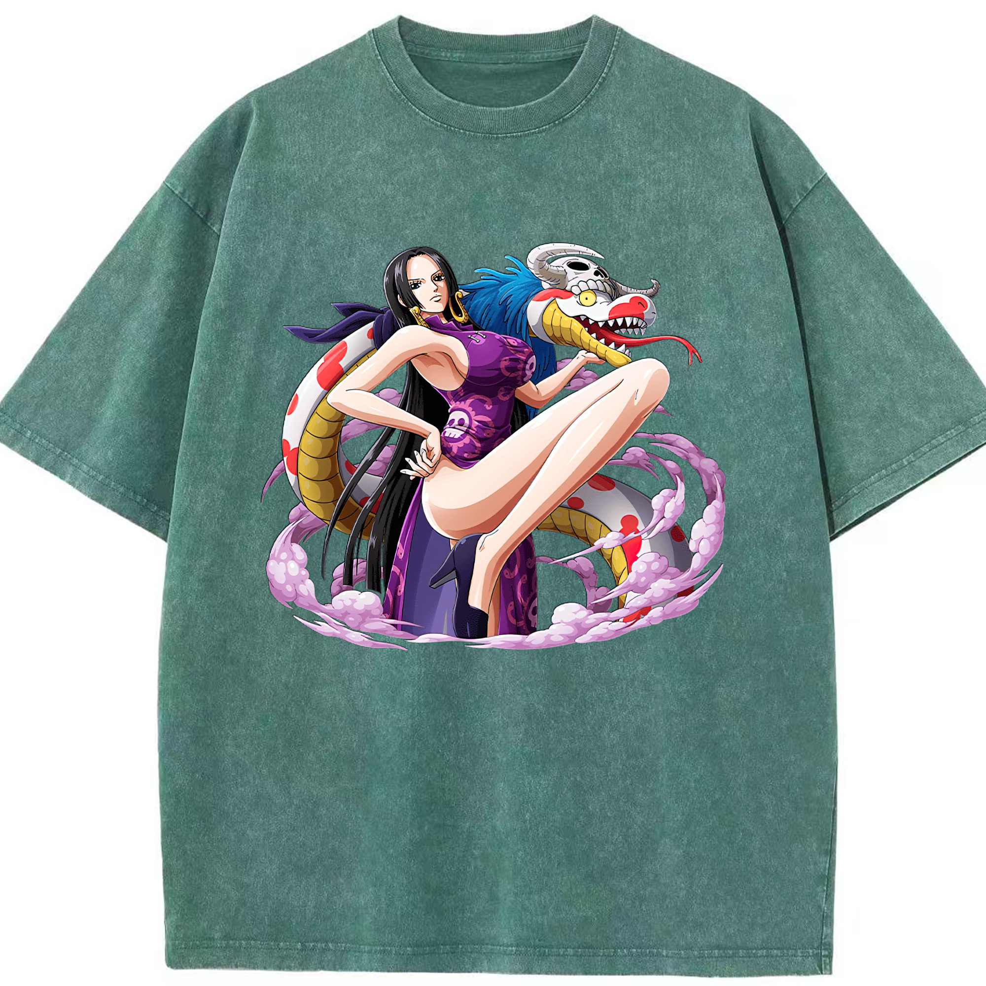 ワンピース ボア・ハンコック ONE PIECE Boa·Hancock 綿100% ヴィンテージ風 半袖Tシャツ（フロントプリント）
